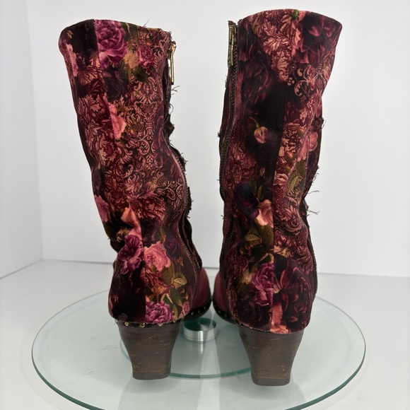 A.S.98 Saint Patchwork Floral Velvet Suede Leather Studded Boots Boho Size 9 - Picture 4 of 11